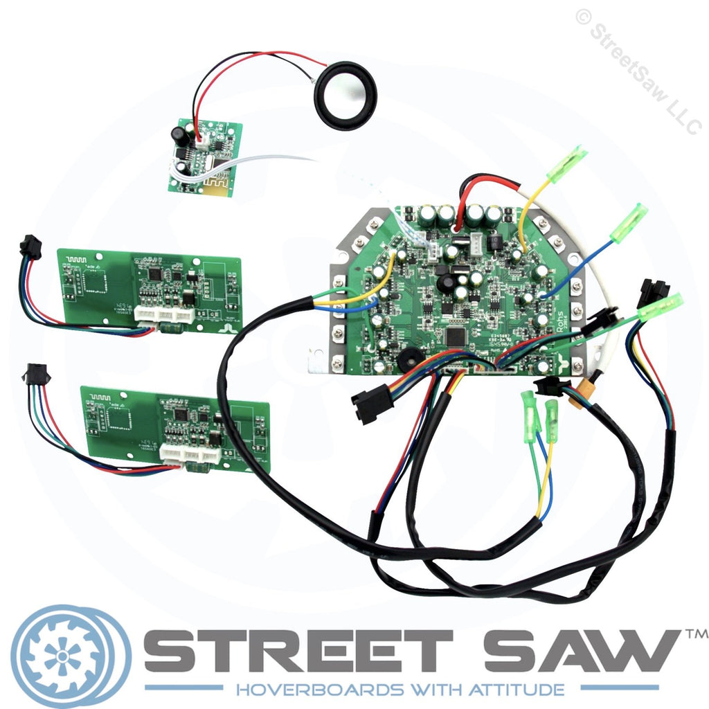 Hoverboard Circuit Board Replacement Parts Kit + Bluetooth (Green, TaoTao,  Black Motor Connectors)